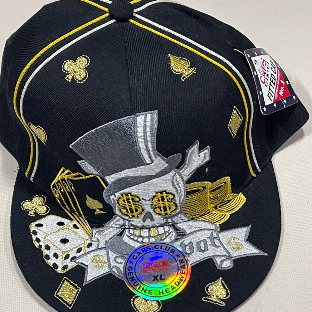Jackpot Money Cap Gold Embroidered Caps Club XL Black